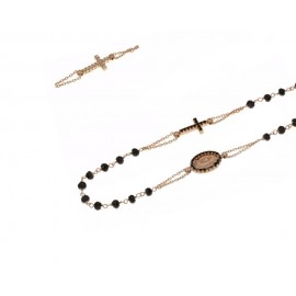 Rose gold 18kt rosary necklace with black stones