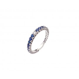 White gold 18 Kt with diamonds and shappires ring