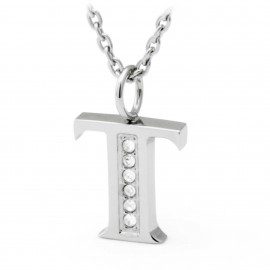 S'agapõ stainless steel, letter T necklace SALT2