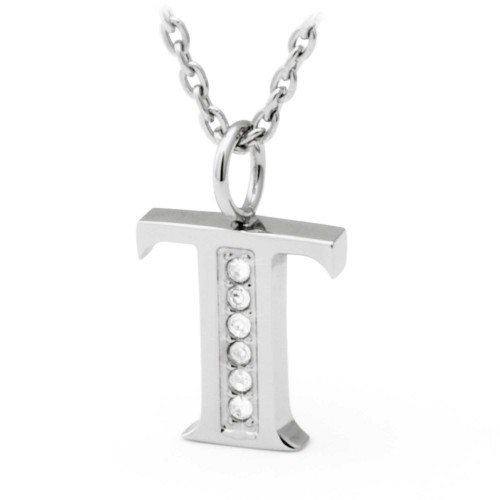 S'agapõ stainless steel, letter T necklace SALT2