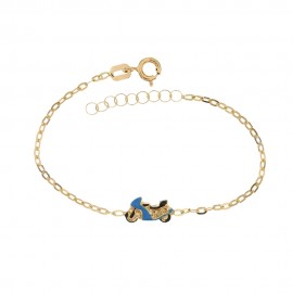 Yellow gold 18 Kt 750/1000 children bracelet with motorcycle