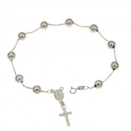 White gold 18 Kt 750% rosary unisex bracelet Length 7.48 inch
