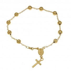 Yellow gold 18 Kt 750% rosary unisex bracelet Length 7.48 inch
