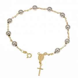 Bracciale Rosario in oro giallo e bianco 18 kt 75071000 con sfere lucide
