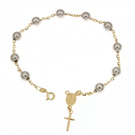 Yellow and white gold 18 Kt 750% rosary bracelet Length 7.50 inch
