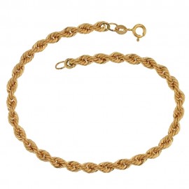 Bracciale in oro giallo 18kt 750/1000 a maglia intrecciata lucida da donna