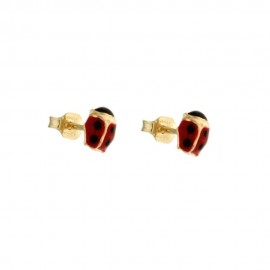 Yellow gold 18 Kt 750/1000 with enamelled ladybugs earrings