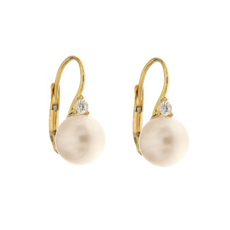 Orecchini in oro 18 Kt con perle e zirconi