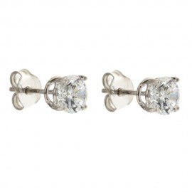 Gold 18 K cubic ziconia solitire earrings