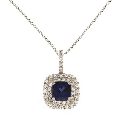 White gold 18 K colored cubic zirconia Corinne necklace