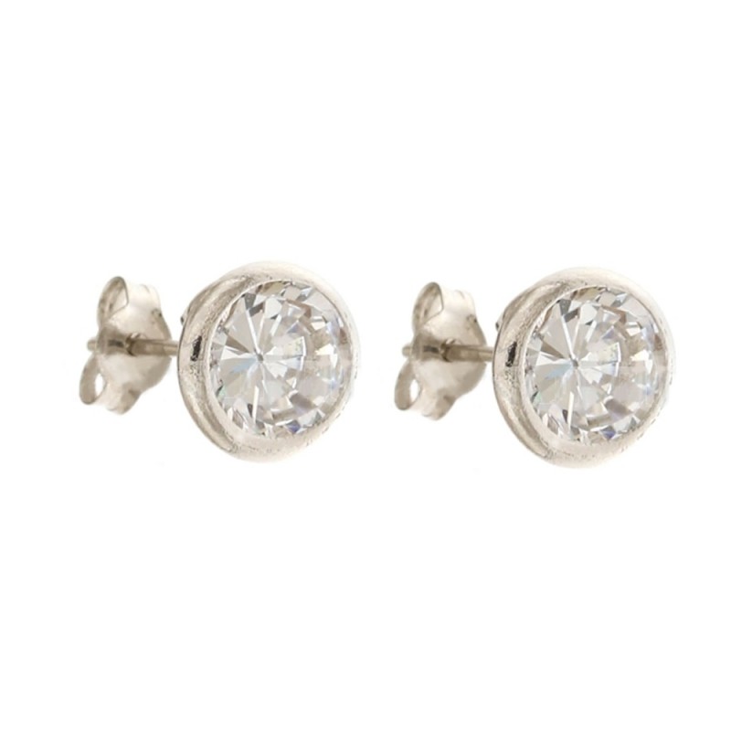 Gold 18 K cubic zirconia, solitaire earrings