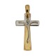 Yellow and white gold 18 K cross pendant