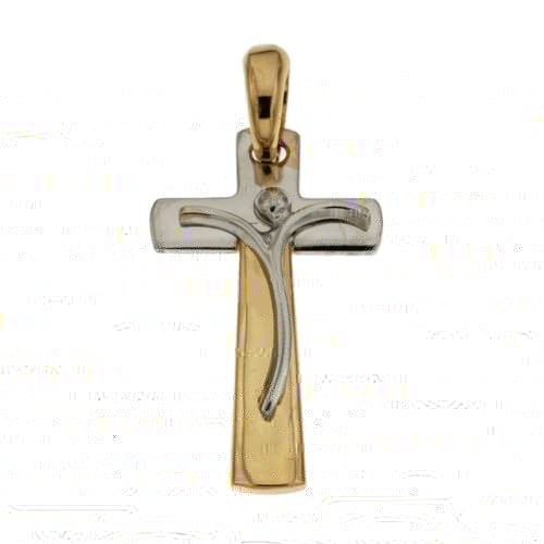 Yellow and white gold 18 K cross pendant