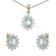 White gold 18 K light blue quartz and cubic zirconia Princess set