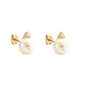 Orecchini in oro 18 Kt 750/1000 con perla e zirconi da donna