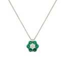White gold 18Kt 750/1000 with cubic zirconia flower pendant necklace