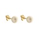 Gold 18 K Natural Freshwater Pearl Earrings Diameter 0.27 inch