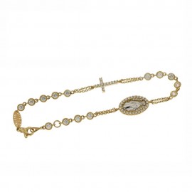 Yellow gold 18 K Rosary bracelet with white cubic zirconia