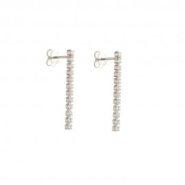 White Gold 18 K Cubic Zirconia Tennis Earrings Length 0.98 inch