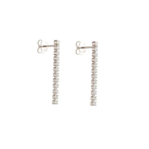 White Gold 18 K Cubic Zirconia Tennis Earrings Length 0.98 inch