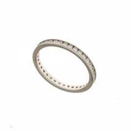 Anello Veretta in oro bianco 18Kt 750/1000 con zirconi bianchi da donna