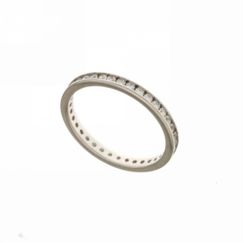 Anello Veretta in oro bianco 750% e zirconi bianchi