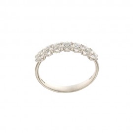 Anello mezza veretta in oro bianco 18 Kt 750/1000 con zirconi bianchi da donna