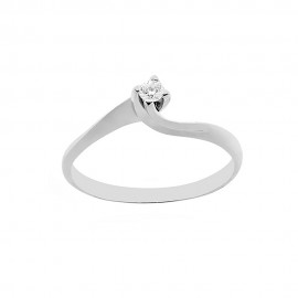 Solitaire woman ring 18 Kt 750/1000 white gold with diamond Kt 0.07