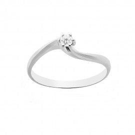 Solitaire ring 18 Kt 750/1000 white gold with diamond Kt 0.10 for woman