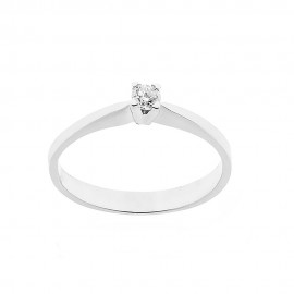 White gold 18 Kt 750/1000 Solitaire ring with authentic diamond Kt 0.10