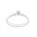 White gold 18 Kt 750/1000 Solitaire ring with authentic diamond Kt 0.10