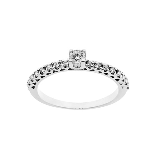 Solitaire woman ring 18 Kt 750/1000 white gold with diamonds Kt 0.31