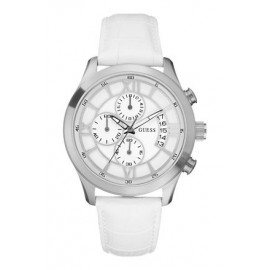 Stainless steel, chronograph, white strap unisex Guess watch W12101G1