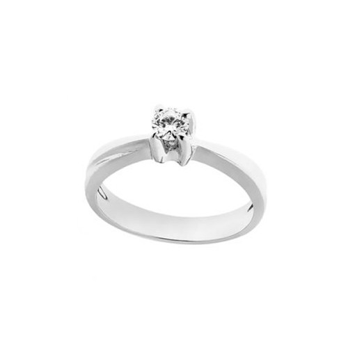 Solitaire woman ring 18 Kt 750/1000 white gold with diamonds Kt 0.25 Grama&Mounier