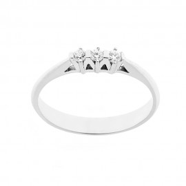 Trilogy woman ring 18 Kt 750/1000 white gold with diamonds Kt 0.10