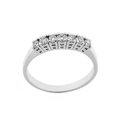 18 Kt 750/1000 white gold 7 stones ring with diamonds Kt 0.21