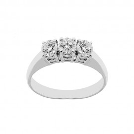 18K 750/1000 white gold trilogy ring with diamonds Kt 0.75