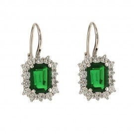 White gold 18Kt 750/1000 with white cubic zirconia and colored quartz woman earrings