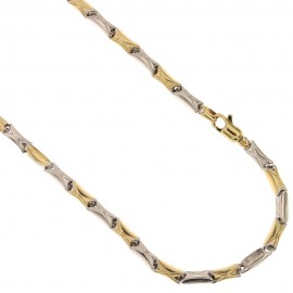 18K 750/1000 Yellow and white gold bar link chain man necklace