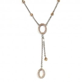 White and rose gold 18k 750/1000 white and black cubic zirconia double face Necklace