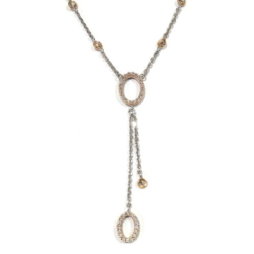 White and rose gold 18k 750/1000 white and black cubic zirconia double face Necklace