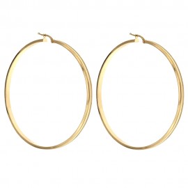 18k 750/1000 Gold squared hollow cane hoops earrings