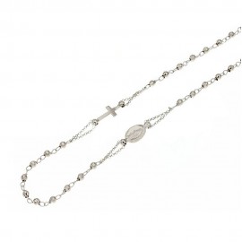 White gold 18k 750/1000 with faceted spheres rosary necklace