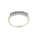White gold 18k 750/1000 light blue cubic zirconia half eternity woman ring