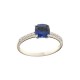 White gold 18k 750/1000 blue and white cubic zirconia Solitaire ring