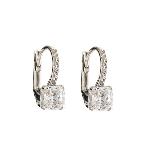 White gold 18k 750/1000 white stones woman earrings