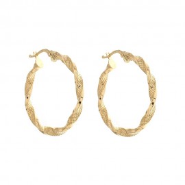 Yellow gold 18k 750/1000 Hoops Torchon woman earrings