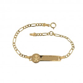 Gold 18k 750/1000 baby boy laser engraved tag bangle