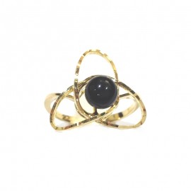 Yellow gold 18k 750/1000 black onyx woman ring