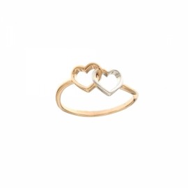 Anello con cuori intrecciati in oro rosa e bianco 18k 750/1000 da donna